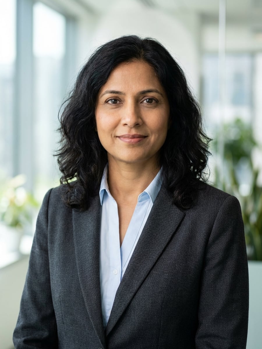 Example job-search headshot: Glass Office · Charcoal Blazer