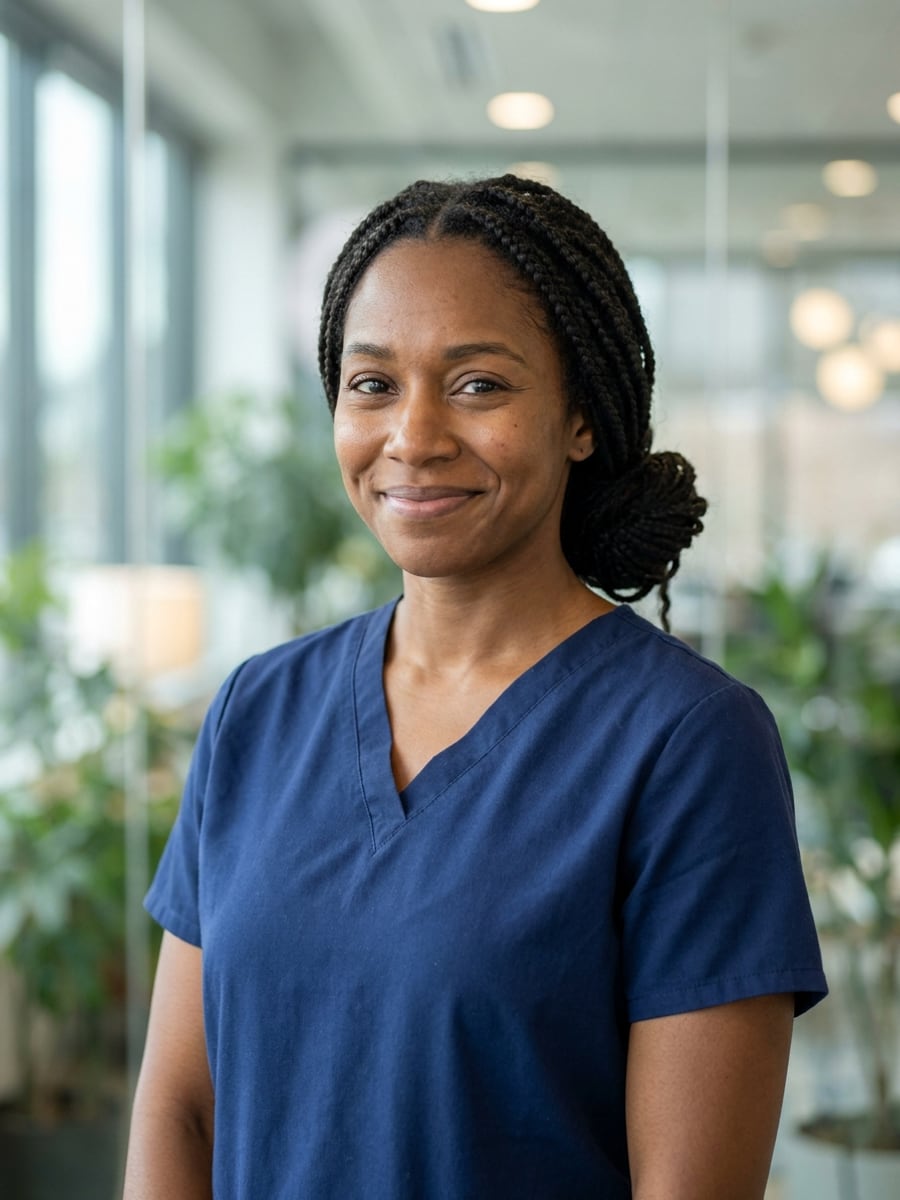 Example medical headshot: Glass Office · Medical Scrubs